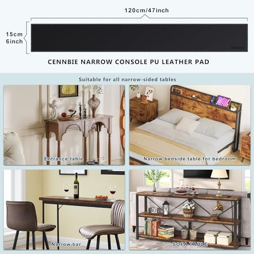 CENNBIE Console Table Leather Cover - 47 x 5.9 Inches Sofa Table Narrow Long Mat - TV/Media/Gaming/Center Console Table Protector Pad for Narrow Side Table, Sideboard, Entryway Table (Black) - Image 2