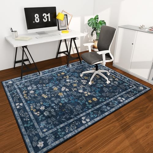chakme Office Chair Mat for Hardwood Floor, 72"x48" Easy Glide Computer Desk Mat Protector for Rolling Chair Under Desk Rug Nonslip Backing, Machine Wash, (Floral) by CHAKME