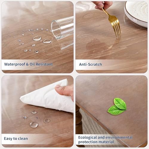 34 x 54 Inch Clear Table Cover Protector, 2mm Thick Clear Table Protector for Dining Room Table, Plastic Table Cover, Waterproof Table Pad for Kitchen, Office - Image 5