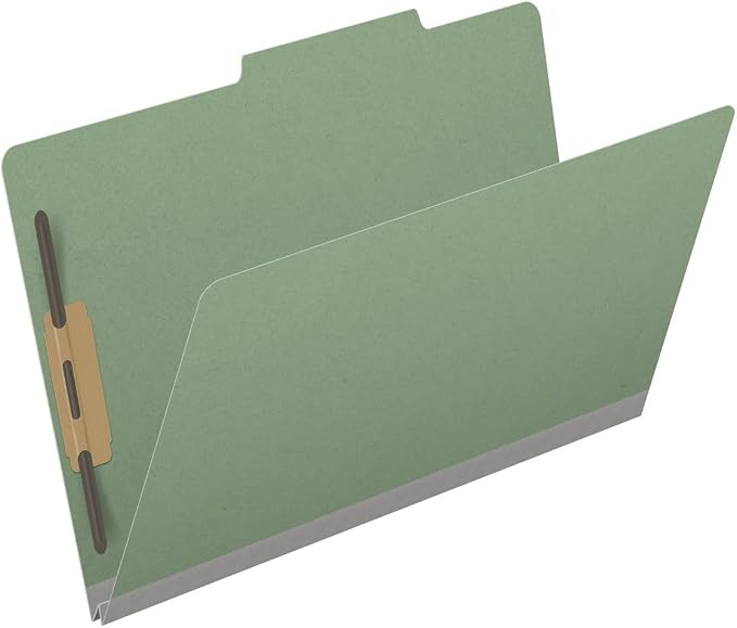 Top Tab Pressboard Folders, Legal Size, 2" exp, Fasteners Pos #1 & #3, Green (Box of 25) - Image 2