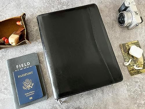 Leather Portfolio for Men, Personalized Leather Portfolio with Zipper, Customized Portfolio Organizer, Vegan Leather Padfolio for Women, Custom - Image 3