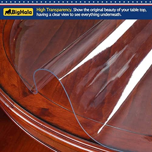 Clear Plastic Round Table Protector PVC Tablecloth Cover Vinyl Table Cloths Easy Clean Waterproof Wipeable Furniture Topper Pad for Dining Room Coffee Banquet Tables Mat Desk Circle Pad 44 " Diameter - Image 2