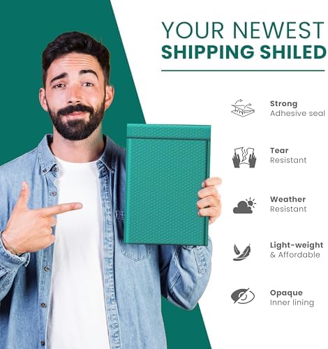 Green Bubble Mailers 10.5x16, Self Seal Poly Padded Envelopes #5, 100 Pack - Image 3
