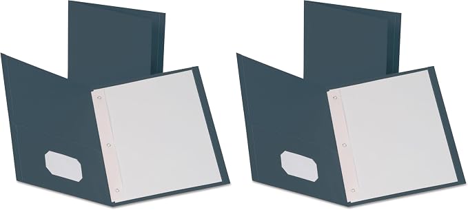 Oxford Two-Pocket Folders w/Fasteners, Dark Blue, Letter Size, 25 per Box (57738) (Pack of 2) by Oxford