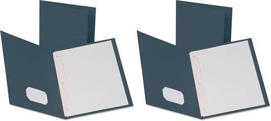 Oxford Two-Pocket Folders w/Fasteners, Dark Blue, Letter Size, 25 per Box (57738) (Pack of 2) by Oxford