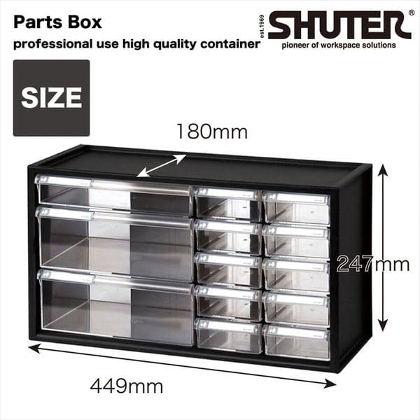 Desk Storage Organizer w/13 Drawers, Art Hardware Parts and Craft Manicure Storage Cabinet bin, Teacher Toolbox, Stationary Medicine, 17 inch, Black, A9-2110 - Image 2