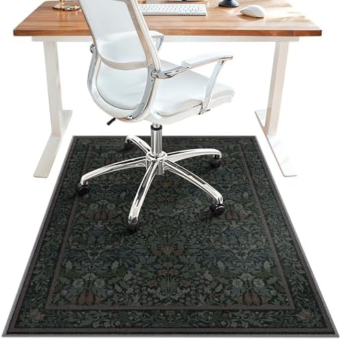 48"x60" Office Chair Mat for Hardwood Floor, Non-Slip Washable Dark Green by BESBLEE