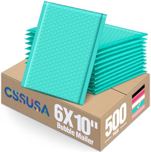 GSSUSA Teal Bubble Mailers 6x10" 500 Pack Padded Envelopes Self Seal by GSSUSA