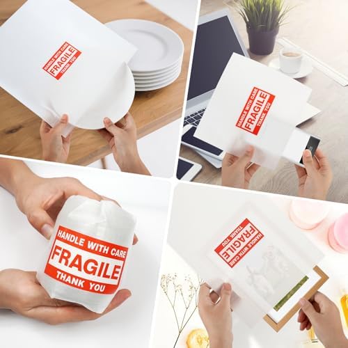 560Pcs Dish Packing Supplies for Moving, 280Thickened High-Density Foam Wrap Pouches & Sheets for Plates and Fragile Shipping Storage, 4 Sizes (16x12",12x12",12x7.8",7.8x7.8")with 280 Fragile Stickers - Image 6