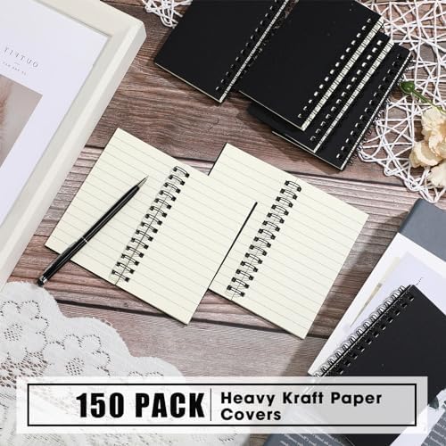 Jutom 150 Pcs Small Spiral Notebook Memo Pad 3x5, Black - Image 2