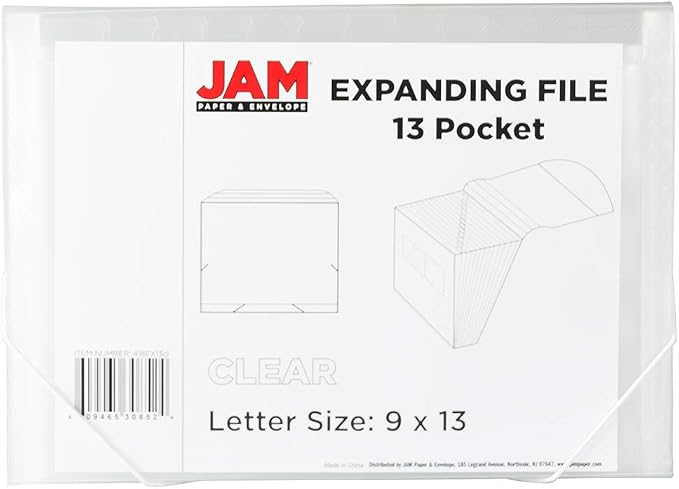 JAM PAPER Accordion Folders - 13 Pocket Plastic Expanding File - Letter Size - 9 x 13 - Clear - 2/Pack - Image 3