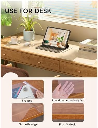 YSAGi Frosted Transparent Desk Pad, 43x30.7inch, PVC, Non-Slip, Heat Resistant & Waterproof - Image 4