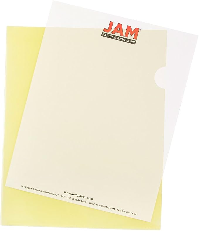 JAM PAPER Plastic Sleeves - Letter Size - 9 x 11 1/2 - Yellow Project Pockets - 12 Page Protectors/Pack by JAMPaper