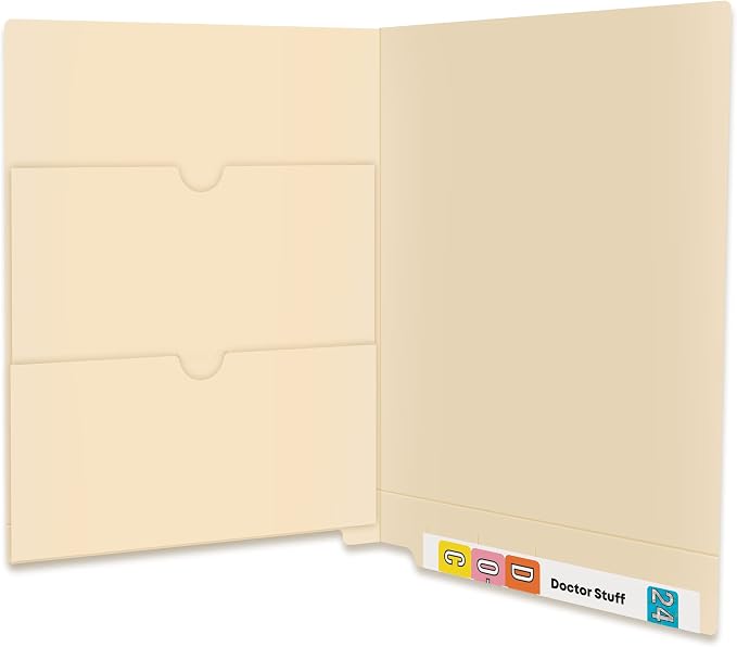 Double-Pocket Manila File Folders, Doctor Stuff, Reinforced End Tab, Secure Document Storage, Ideal for Medical and Office Use, Heavy-Duty 11pt Manila Stock, Carton of 250 by DoctorStuff