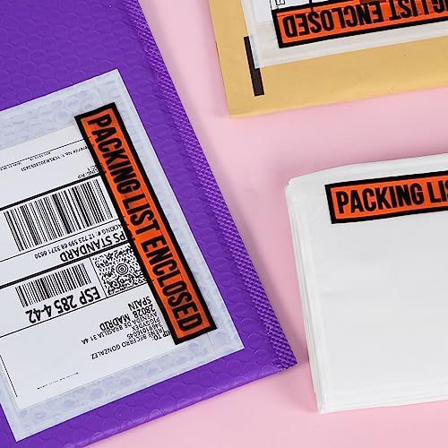 100 PCS 7.5"x 5.5" Clear Self-Adhesive Packing List Envelopes - Shipping/Mailing Pouch Enclosed Bags for Packing Slips Invoice - Image 6