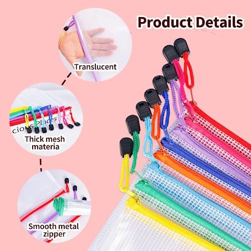 24pcs Mesh Zipper Pouch Bags 8 Sizes Plastic Clear Pouches for Organization - Image 3