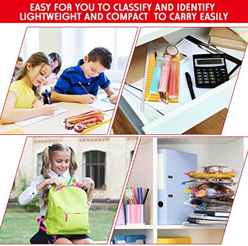 Zhehao 200 Pcs A6 Zipper Pouch Bulk, Clear Pencil Envelopes, Multicolor - Image 6