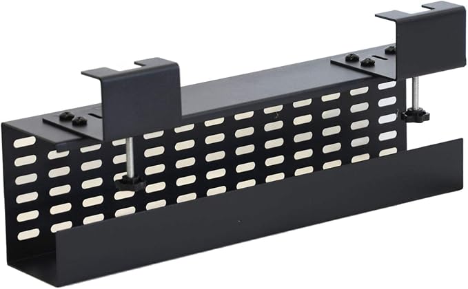 AEONS Under Desk Cable Management Tray Black Horizontal 16-inch Under Desk Removable C Clamp Mount Computer Cord Raceway and Modesty Panel - Image 6