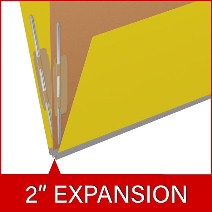25 Pt. Pressboard Classification Folders, 2/5 Cut ROC Top Tab, Letter Size, 1 Pocket Divider, Yellow (Box of 10) - Image 7