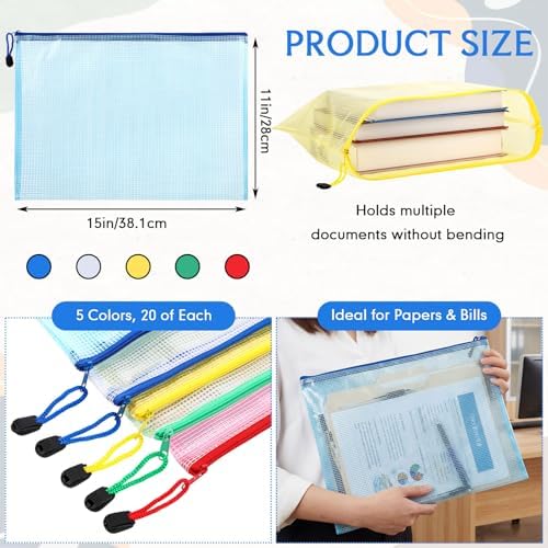 Zhehao 100 Pcs B4 Mesh Zipper Pouch Bag Bulk Mesh Pouch with Zipper - Image 2