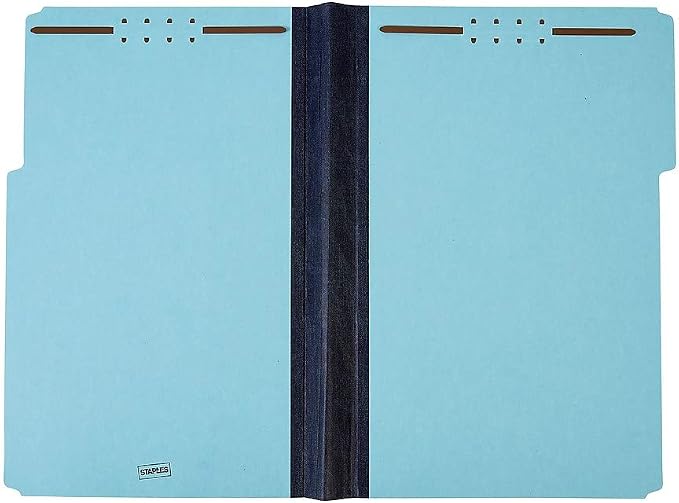 Staples Pressboard Classification Folder, Legal Size, Blue, Reinforced Durable Construction, 25/Box - Image 4