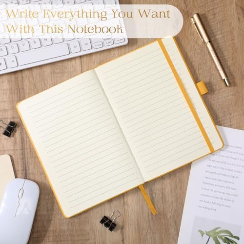 Laumoi 28 Pack A5 PU Leather Lined Notebook Journal, Yellow,Simple - Image 7
