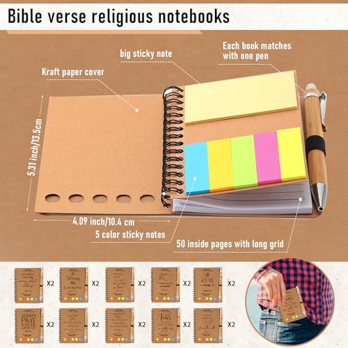 Kosiz 40 Pcs/20 Set Christian Gift Bulk, Bible Verse Bamboo, Kraft - Image 2