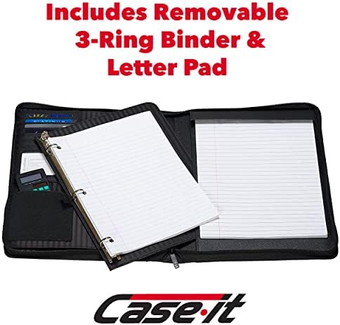 Case-it Zipper Padfolio | Letter Size | 3-Ring Binder | PAD-40 Black - Image 2