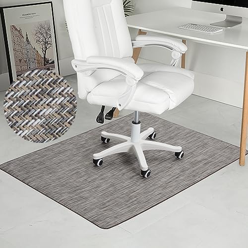 Chair Mat for Hardwood & Tile Floor, 47" x 52" Heavy Duty Office Chair Mat for Rolling Chairs, Anti Slip, Non-Curve, Floor Protector for Home Office, Heathered Gray by RccugmatS