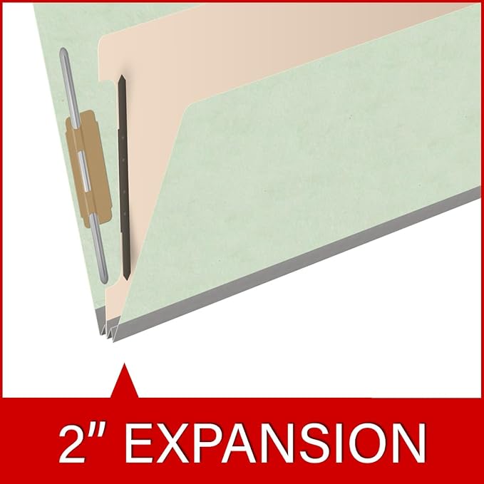 Ecom Folders Top Tab Pressboard Classification Folders | Legal Size 25 Pt Stock with 1 Divider | 2/5 Cut ROC Tab for Medical & Office Filing | 4 Filing Sections | Pale Green, Box of 10 - Image 7