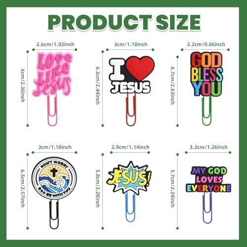 Paper Clips, 20pcs Jesus PaperClips Medium Colored Binder Clips Assorted Book Mark for Paperwork Office School Decorative - Image 4