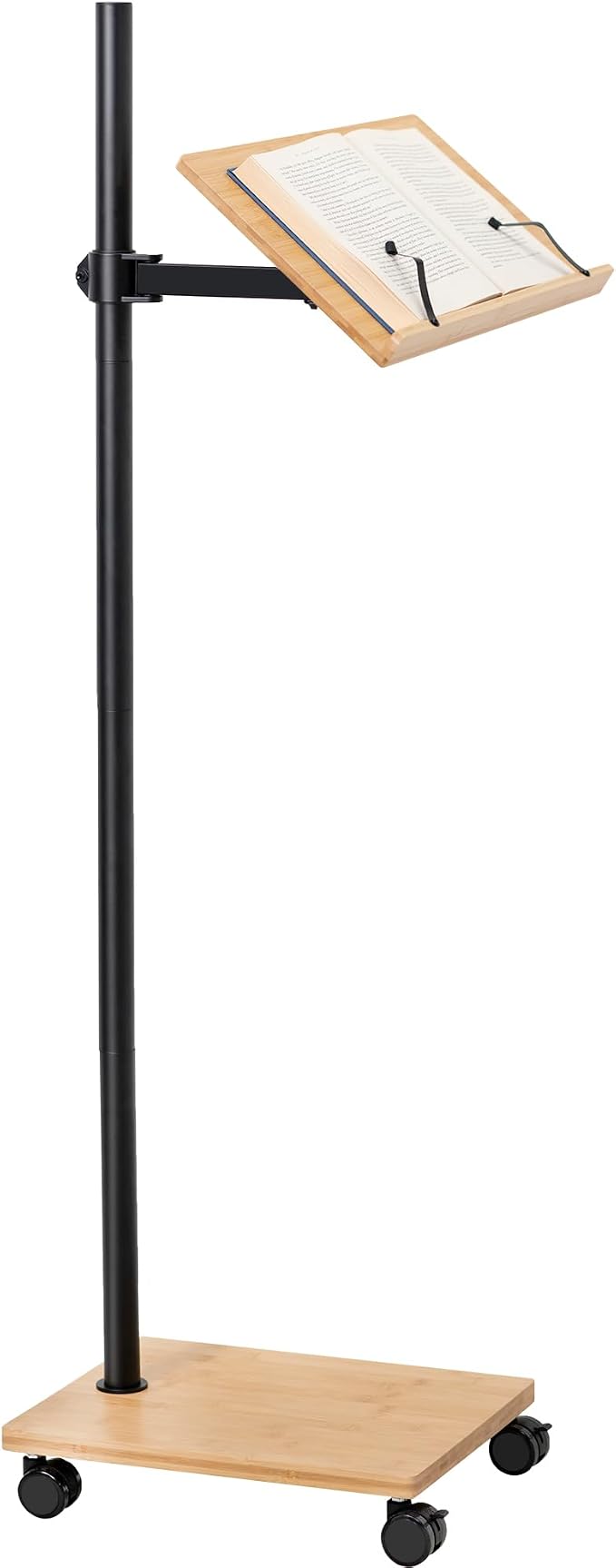 VIVO Mobile 16 inch Mobile Podium Reading Stand, Portable Rolling Book Holder, Real Bamboo Surfaces and Black Pole, CART-BK01B by Unknown