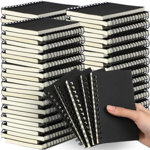 Jutom 200 Pcs Small Spiral Notebook Memo Pad 3x5, Black by Jutom