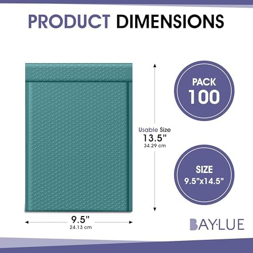 Green Bubble Mailers 9.5x14.5, Self Seal Poly Padded Envelopes #4, 100 Pack - Image 2