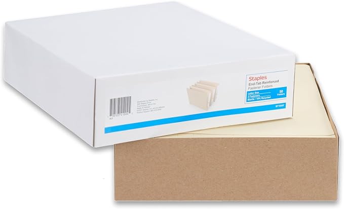 Staples File Folders, Reinforced End-Tab with Fasteners, Letter Size, Perfect for Home, Office or Classroom, 50-Pack, Manila - Image 7