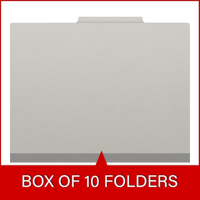 25 Pt. Pressboard Classification Folders, 2/5 Cut ROC Top Tab, Letter Size, 1 Pocket Divider, Light Gray (Box of 10) - Image 6