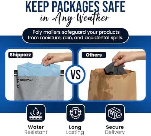 Shippozz 9x12 Poly Mailers 100 Pack, Durable Waterproof Polymailers for Shipping Clothes, Self Seal Mailing Bags for Small Business Packaging Supplies, Mailing Envelopes for Books, and Accessories - Image 2