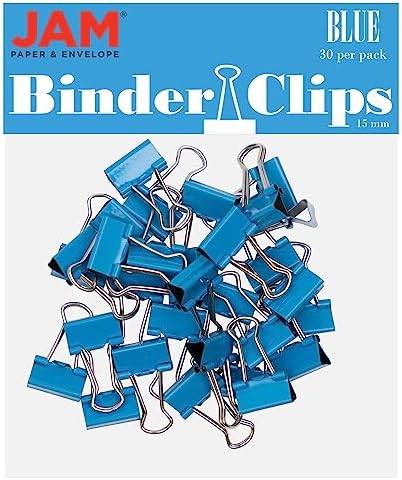 JAM PAPER Colorful Binder Clips - Extra Small - 3/5 Inch (15 mm) - Blue Binderclips - 30/Pack by JAMPaper
