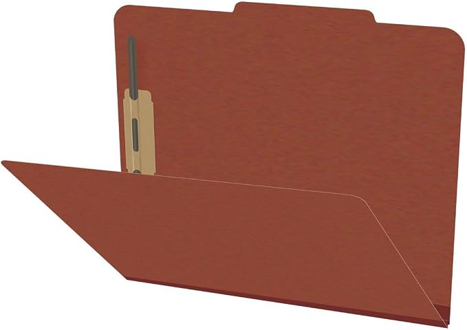 25 Pt. Pressboard Classification Folders, 2/5 Cut ROC Top Tab, Letter Size, No Dividers, Brick Red (Box of 25) by Ecom+Folders