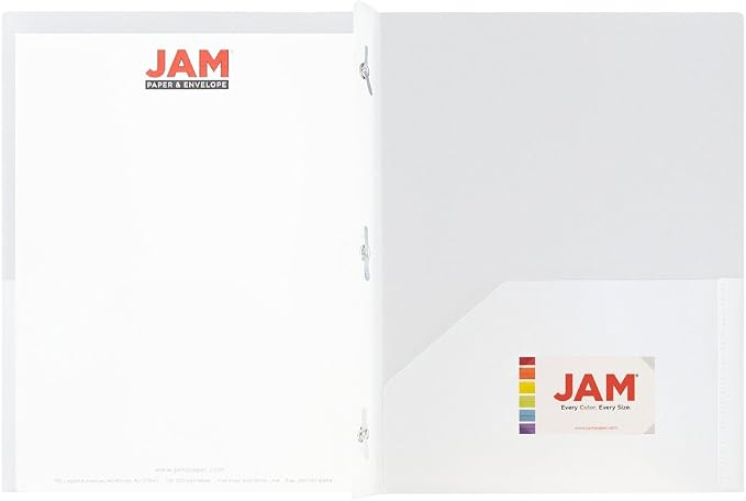 JAM PAPER Plastic Color POP Folders - 2 Pocket Durable Folders with Metal Prongs Fastener Clasps - Clear - Bulk 96/Pack - Image 3