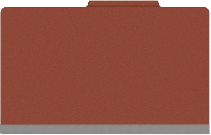 25 Pt. Pressboard Classification Folders, 2/5 Cut ROC Top Tab, Legal Size, 1 Divider, Brick Red (Box of 10) - Image 3