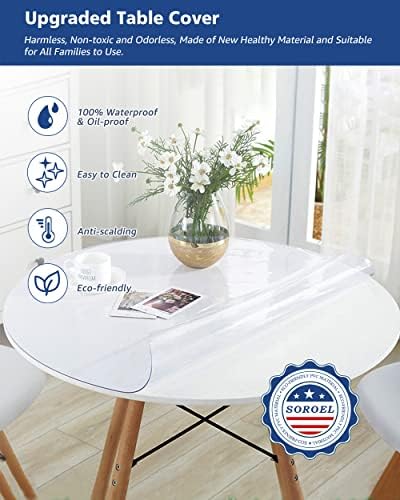 30 Inch Round Table Protector Clear Dining Room Table Cover Runner Circle Vinyl Table Protector Pad Heavy Duty Plastic Desk Mats PVC Tablecloth for Wood Marble Glass Table Waterproof Easy Clean - Image 2