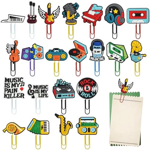 Paper Clips, 22pcs Music PaperClips Medium Colored Binder Clips Assorted Book Mark for Paperwork Office School Decorative by XHAOYEAHX