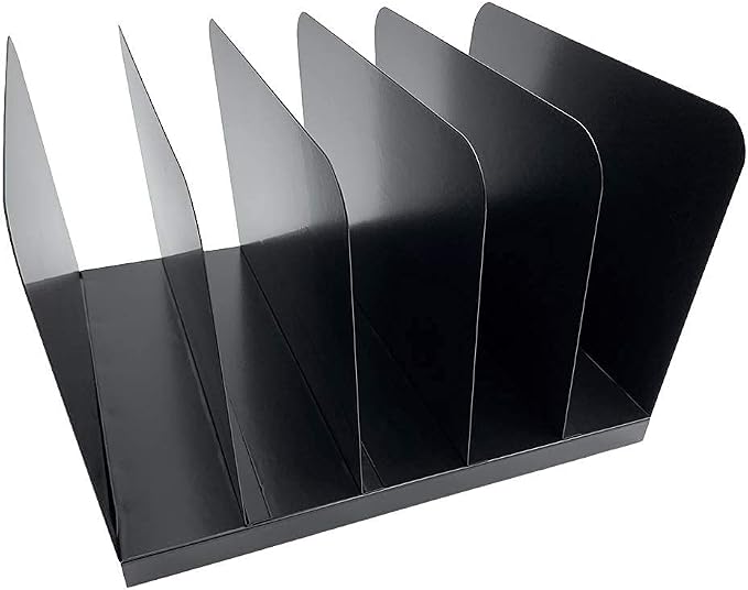Huron Desktop File Binder Organizer Storage Vertical 5 Slot, Black Commercial Grade Steel - Image 2