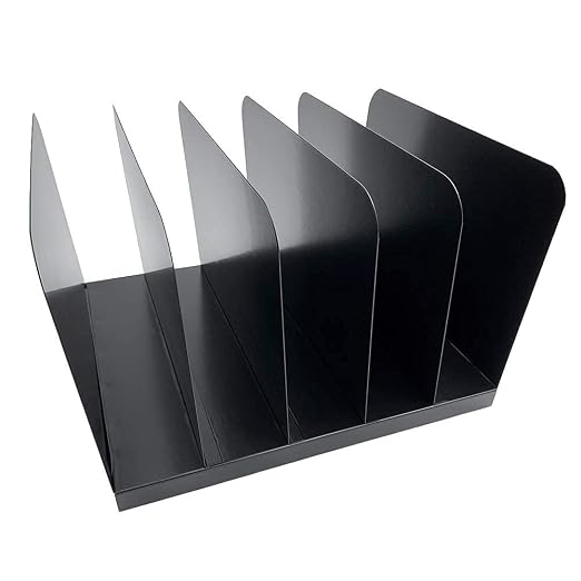 Huron Vertical 5 Slot Steel Desk Organizer/Sorter, Black - Image 2
