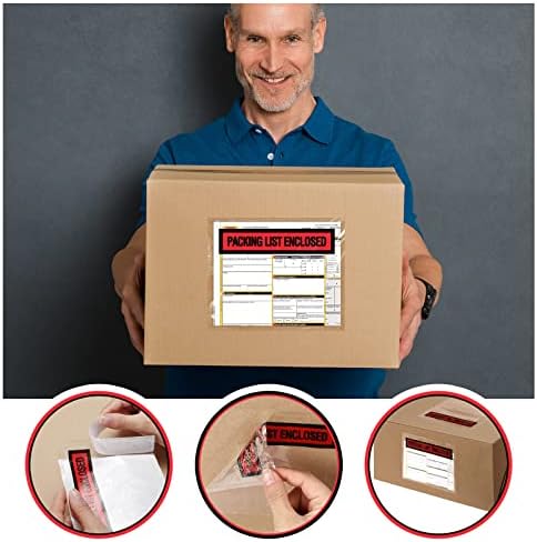 Teling 1000 Pcs Packing List Envelopes Clear Adhesive,Red,7.5" X 5.5" - Image 5