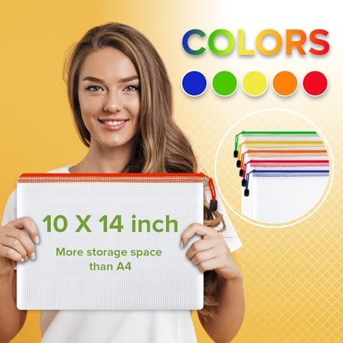 32 Pack Mesh Zipper Pouch Bags 10x14 inch - Mesh Storage Bags - Plastic Zipper Pouches for Organizing - Document Bags With Zippers - Letter Size Zippered Pouch - Document Pouches With Zippers - Image 3