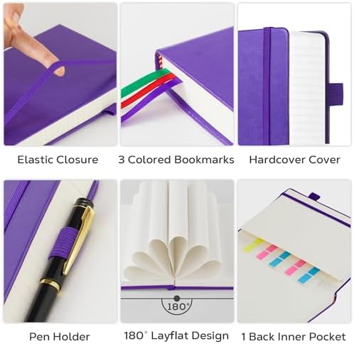 FOCUS DAY Large Journal Notebook 8.5 x 11, 320 Pages A4 College Ruled Notebook Journal for Writing Women Men, Leather Journal Notebook for School Work, Pearlescent Purple Notebook - Image 2