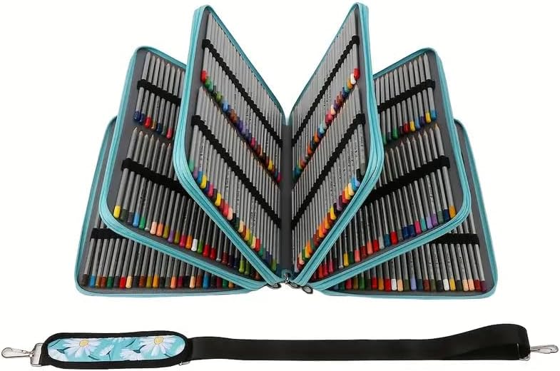 600-Slot Colored Pencil Case, 5-Layer Zipper with Shoulder strap and Handle - Image 2