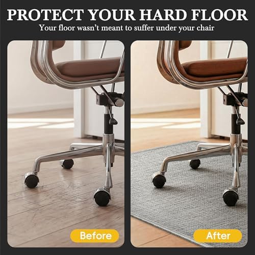 Aothia Textilene Chair Mat for Hardwood Floors - Heavy Duty Non-Slip Desk Floor Protector, Durable PVC & Polyester Blend, Easy to Clean, Ideal for Home Office (36"x47", Dark Grey) - Image 2